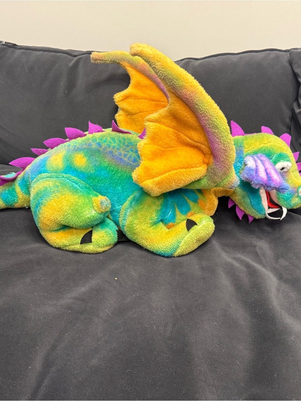 Melissa & Doug Plush Rainbow Dragon - Green, Yellow, Purple, Pink, Blue